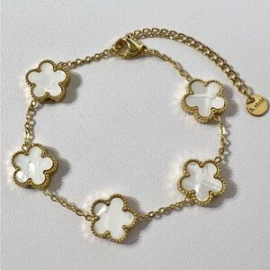 Gold and White Floral Bracelet